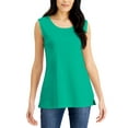 thumbnail image 1 of Karen Scott Petite Cotton Scoop Neck Tank Top Coastline Teal PL, 1 of 1