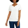 thumbnail image 1 of Karen Scott Petite Cotton Split Neck Top Bright White PXL, 1 of 1