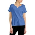 thumbnail image 1 of Karen Scott Petite Cotton Split Neck Top Ultramarine PM, 1 of 1