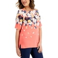 thumbnail image 1 of Karen Scott Petite Fiji Getaway Boatneck Top Peony Coral PXS, 1 of 1