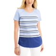 thumbnail image 1 of Karen Scott Petite Flag Stripe Top Light Blue Heather PL, 1 of 1