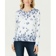 KAREN SCOTT Petite Floral Print Cardigan Bright White Combo P/M