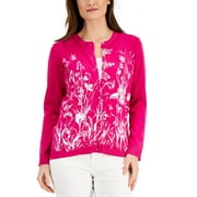 KAREN SCOTT Petite Grow With Love Printed Cardigan Berry Ice Combo PS
