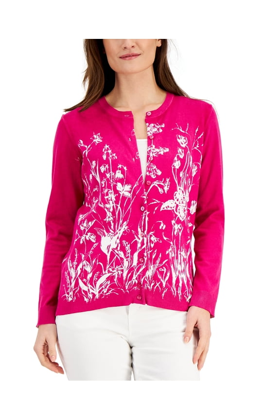 Petite Grow With Love Printed Cardigan Berry Ice Combo PS