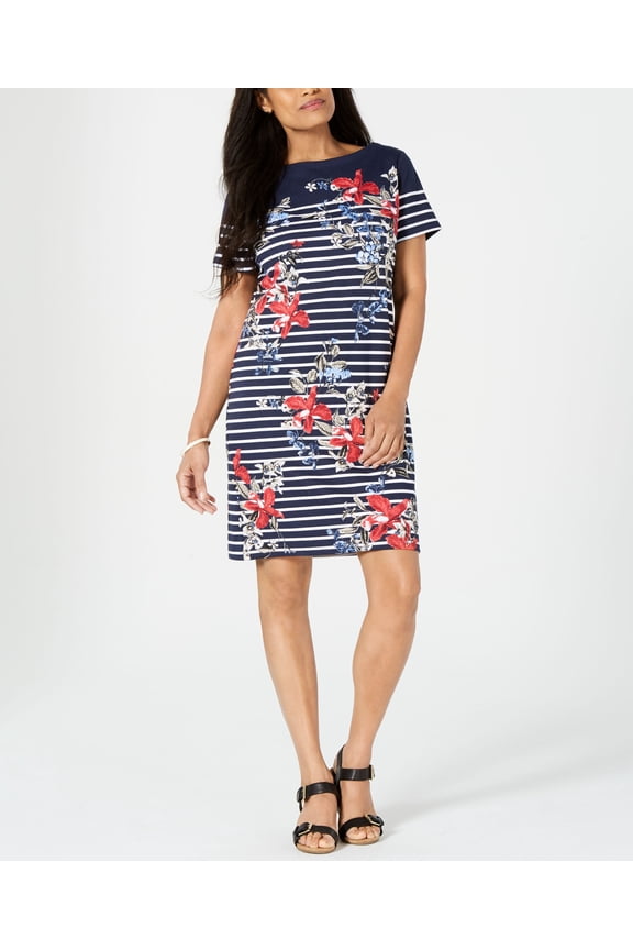 Petite Liberty Garden Dress Intrepid Blue PXS