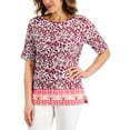 thumbnail image 1 of Karen Scott Petite Oahu Dream Elbow Sleeve Boatneck Top Malbec PXS, 1 of 1