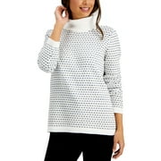 KAREN SCOTT Petite Patterned Turtleneck Sweater Bright White Combo PXL
