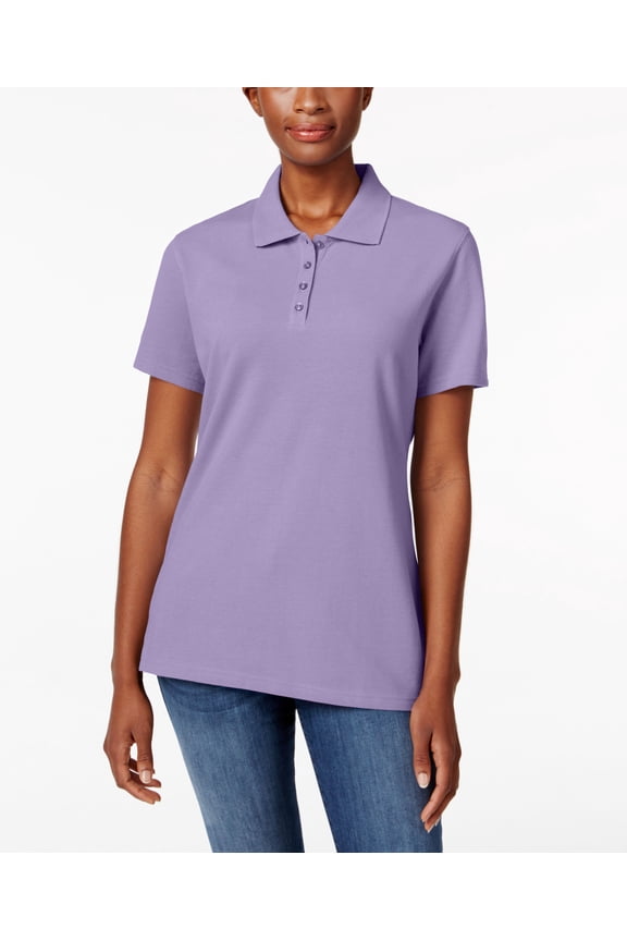 Petite Pique Cotton Polo Shirt Lilac Sachet PXS