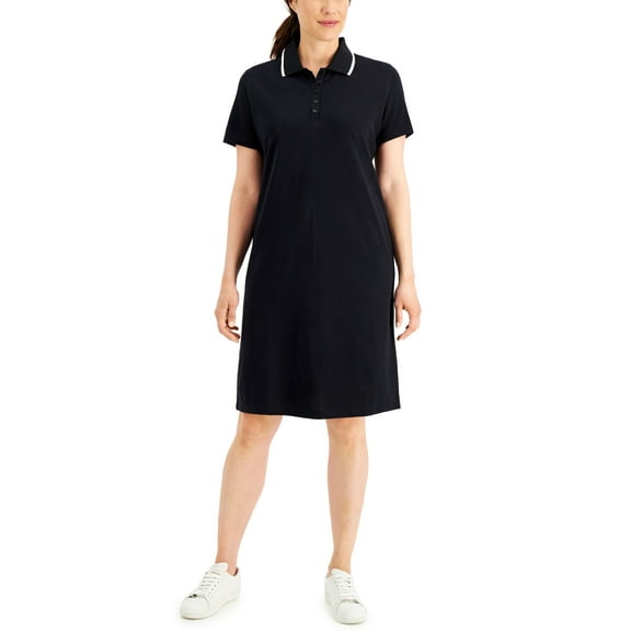 Karen Scott Petite Polo Shirt Dress Deep Black PM