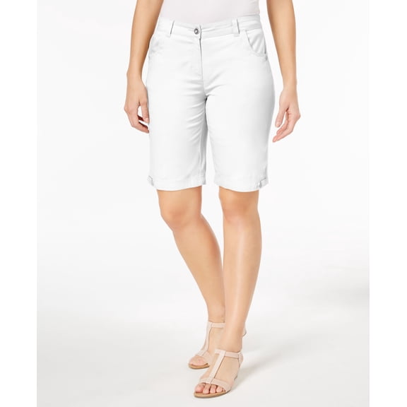 Karen Scott Petite Solid Cotton Shorts Bright White 6P