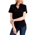 thumbnail image 1 of Karen Scott Petite Solid Johnny Collared Top Deep Black PL, 1 of 1