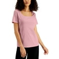 thumbnail image 1 of Karen Scott Petite Square Neck Cotton Top Boca Blush P2XL, 1 of 1