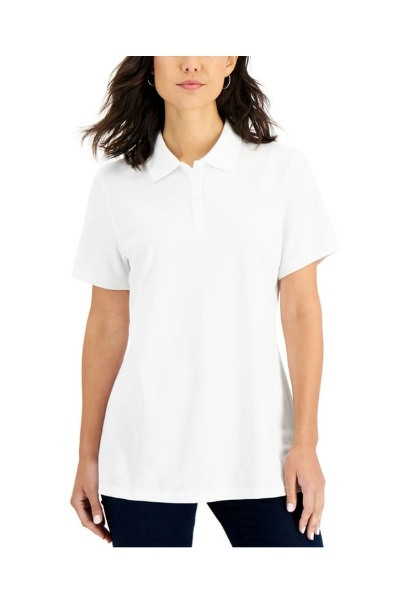 Pique Knit Polo Bright White L