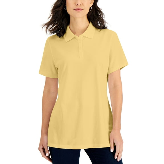 Karen Scott Pique Knit Polo Citron Aura L