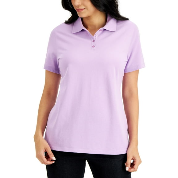 Karen Scott Pique Knit Polo Fragrant Lilac L