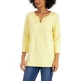 thumbnail image 1 of Karen Scott Pleated Split Neck Top Citron Aura S, 1 of 1