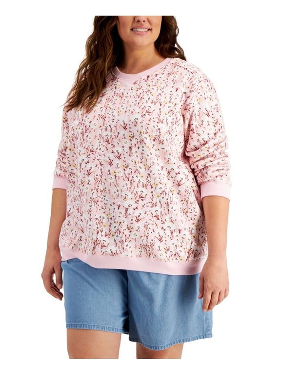 Plus Printed Sweatshirt Boca Blush 0X