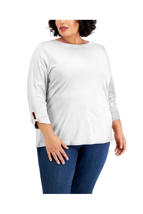 Plus Size Boatneck Top Bright White 2X