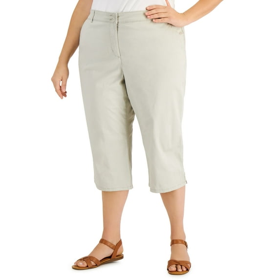 Karen Scott Plus Size Comfort Waist Capri Pants Pebble 24W