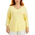 thumbnail image 1 of Karen Scott Plus Size Cotton Double Hardware Tunic Citron Aura 2X, 1 of 1