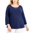 thumbnail image 1 of Karen Scott Plus Size Cotton Double Hardware Tunic Intrepid Blue 0X, 1 of 1