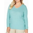 thumbnail image 1 of Karen Scott Plus Size Cotton Marled Knit Tunic Top Blue 0X, 1 of 2