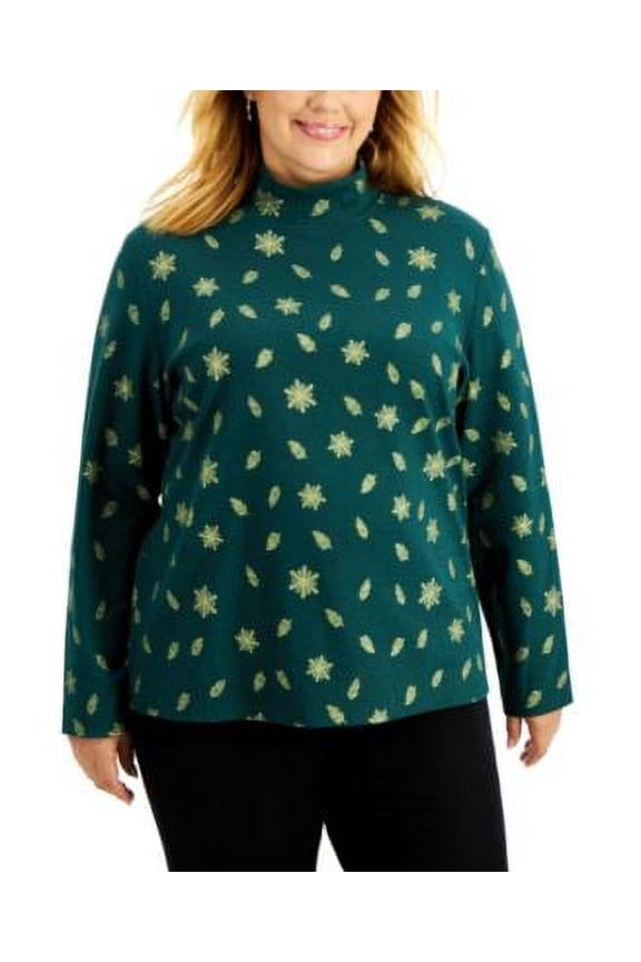 Plus Size Cotton Printed Top Spruce Night 2X