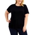 thumbnail image 1 of Karen Scott Plus Size Cotton T-Shirt Deep Black 2X, 1 of 1
