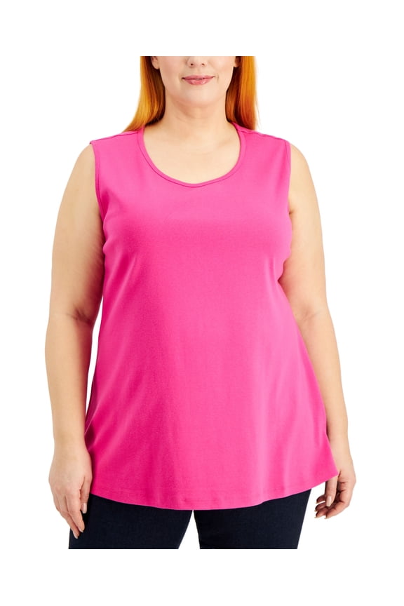 Plus Size Cotton Tunic Tank Top Berry Ice 2X