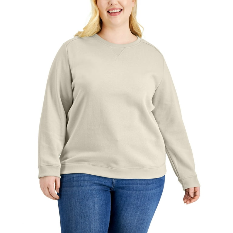 Karen Scott Plus Size Crewneck Sweatshirt Arctic White 1X Walmart