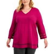KAREN SCOTT Plus Size Crochet Inset Tunic Twinberry 2X