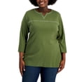 thumbnail image 1 of Karen Scott Plus Size Embellished Cotton Tunic Winter Moss 1X, 1 of 1