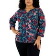 thumbnail image 1 of Karen Scott Plus Size Floral Print Top Intrepid Blue 3X, 1 of 1