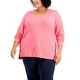 thumbnail image 1 of Karen Scott Plus Size French Terry V Neck Top Foxy Pink 2X, 1 of 1