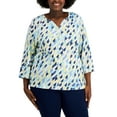 thumbnail image 1 of Karen Scott Plus Size Geo Print Henley Top Intrepid Blue 0X, 1 of 1