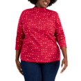 thumbnail image 1 of Karen Scott Plus Size Holiday Printed Mock Neck Top New Red Amore 1X, 1 of 1