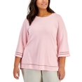 thumbnail image 1 of Karen Scott Plus Size Ladder Trim Top Boca Blush 2X, 1 of 1