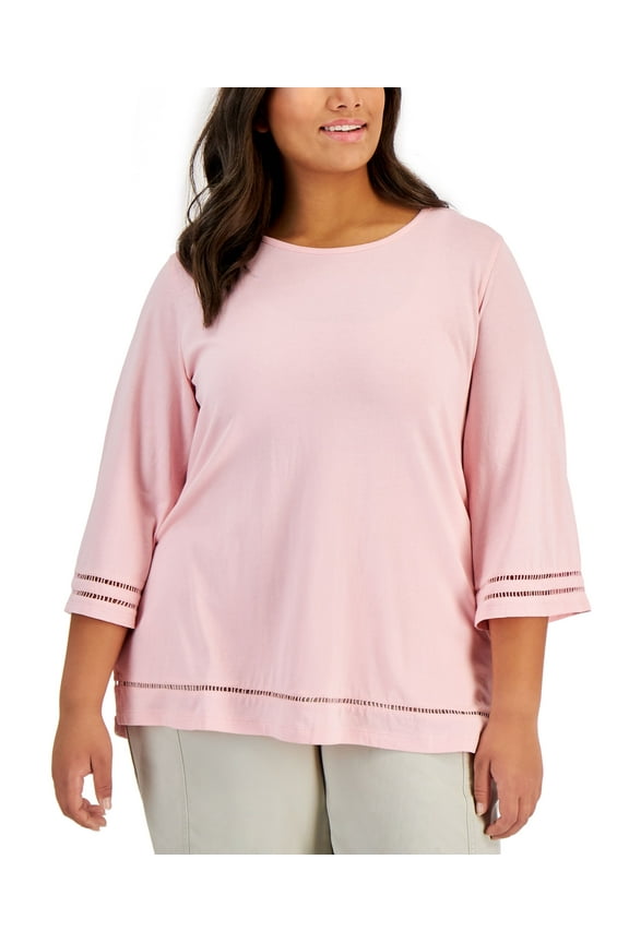 Plus Size Ladder Trim Top Boca Blush 2X