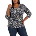 thumbnail image 1 of Karen Scott Plus Size Leopard Print Henley Top Intrepid Blue 3X, 1 of 1