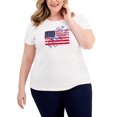 thumbnail image 1 of Karen Scott Plus Size Mixed Print Graphic T-Shirt Bright White 3X, 1 of 1