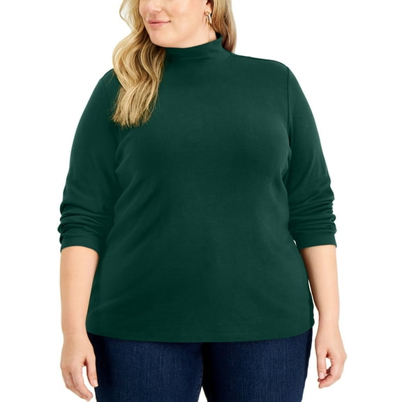 Karen Scott Plus Size Mock Neck Top Spruce Night 2X