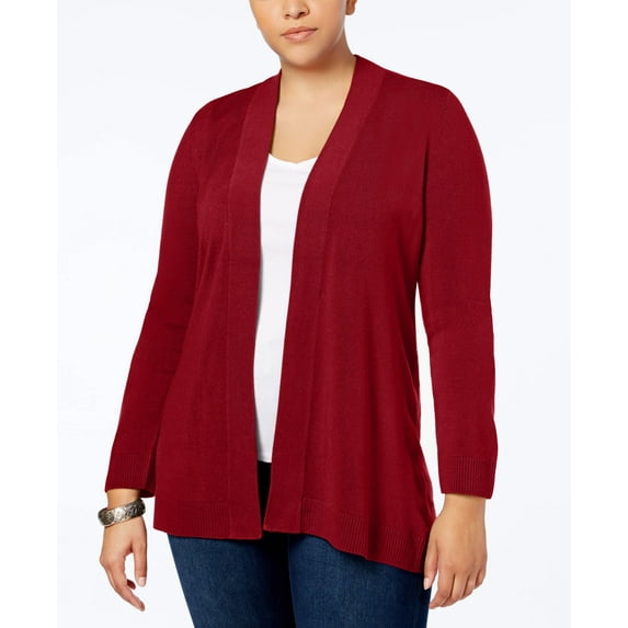 Karen Scott Plus Size Open Front Cardigan New Red Amore 0X