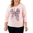 thumbnail image 1 of Karen Scott Plus Size Paris Corner 3/4 Sleeve Top Soft Pink 2X, 1 of 1