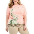 thumbnail image 1 of Karen Scott Plus Size Printed Boatneck Top Boca Blush 2X, 1 of 1