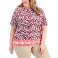 thumbnail image 1 of Karen Scott Plus Size Printed Boatneck Top Malbec 3X, 1 of 1