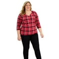 thumbnail image 1 of Karen Scott Plus Size Printed Henley Top New Red Amore 2X, 1 of 1