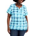 thumbnail image 1 of Karen Scott Plus Size Printed Split Neck Henley Top Aqua Oasis 0X, 1 of 1