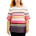 thumbnail image 1 of Karen Scott Plus Size Reese Striped Top Bright White 1X, 1 of 1