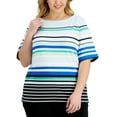 thumbnail image 1 of Karen Scott Plus Size Reese Striped Top Nantucket Breeze 4X, 1 of 1