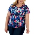 thumbnail image 1 of Karen Scott Plus Size Retro Wash Printed Top Intrepid Blue 4X, 1 of 1